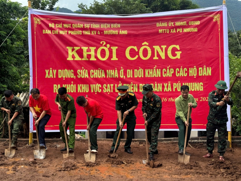 Khởi công xây dựng, sửa chữa nhà ở và di dời khẩn cấp các hộ dân khỏi khu vực sạt lở tại xã Pú Nhung