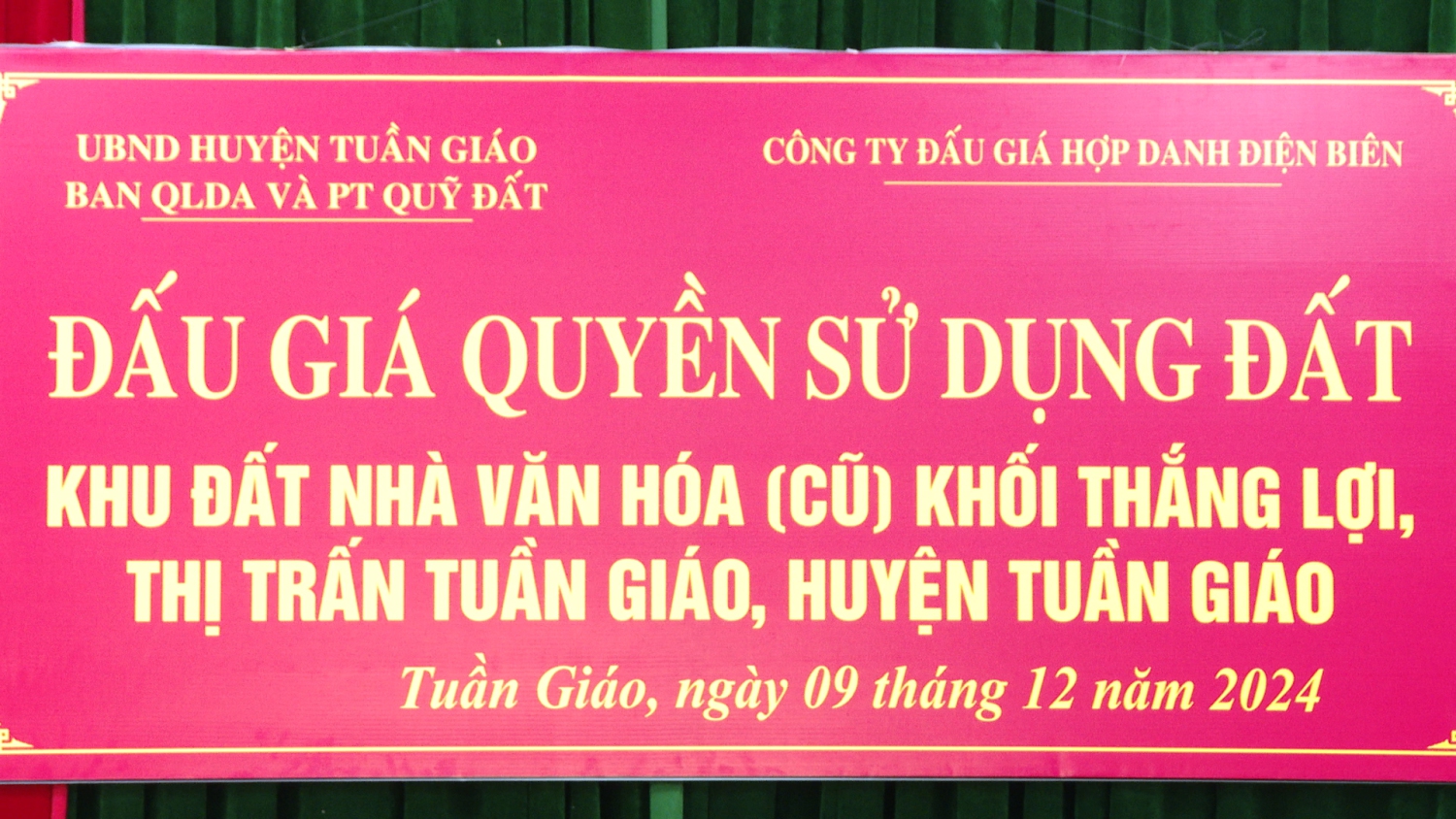 Đấu giá Quyền sử dụng đất khu đất nhà văn hoá (cũ) khối Thắng Lợi, thị trấn Tuần Giáo